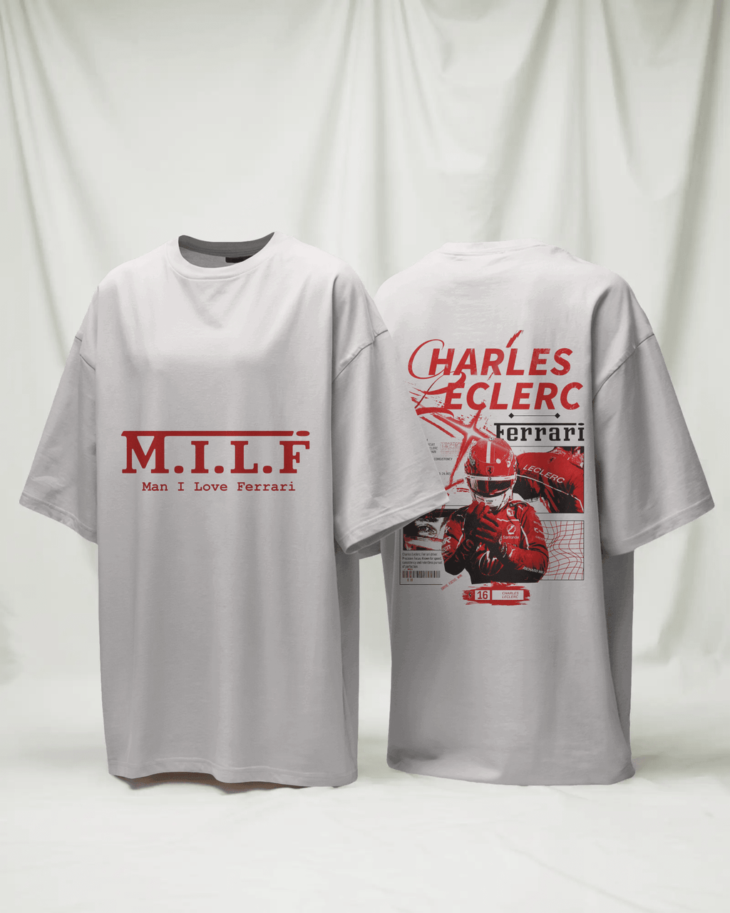 MILF x Leclerc - Unisex Oversized Tshirt - FrameTheGame